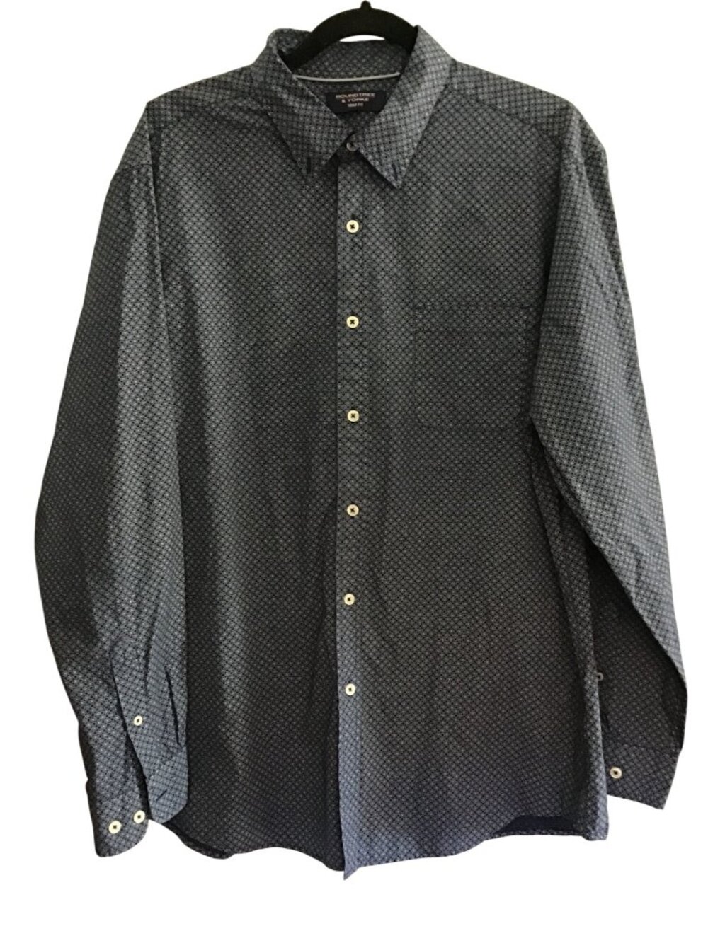 ROUNDTREE & YORKEE TRIM FIT MENSNAVY/WHITE 100% COTTON BUTTON DOWN SHIRT SIZE XL